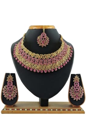 Pink Stones pearls Necklace NV0468