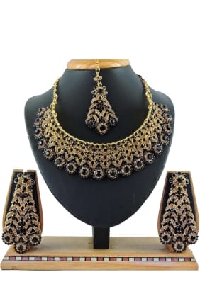 Black Stones pearls Necklace NV0470