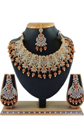 Brown Stones pearls Necklace NV0473