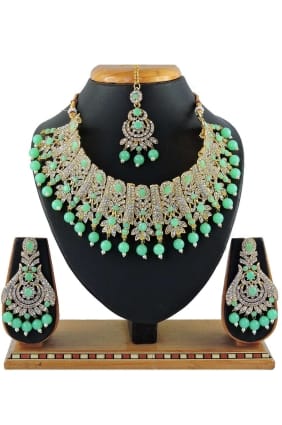 Light green Stones pearls Necklace NV0475