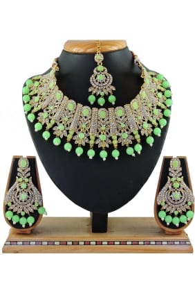 Mint green Stones pearls Necklace NV0476