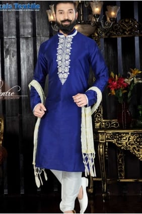 Attractive Royal Blue Art Dupion Ethnic Wear Kurta Kurta Pajama kur0124