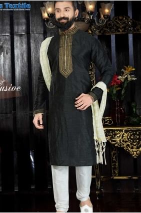 Latest Black Art Dupion Ethnic Wear Kurta Kurta Pajama kur0127
