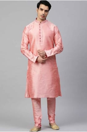 Pink Silk Men Kurta with Dupatta KURR56