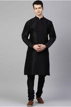 Silk Men Kurta with in Black KURR57