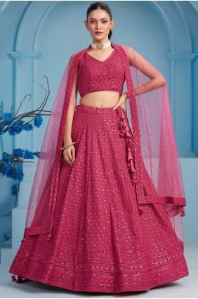 georgette pink lehenga choli in embroidered LC8397