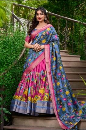 Silk Lehenga Choli in Pink with Zari LC8418