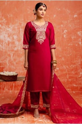 Maroon salwar kamize with Sequins Viscose SK155581