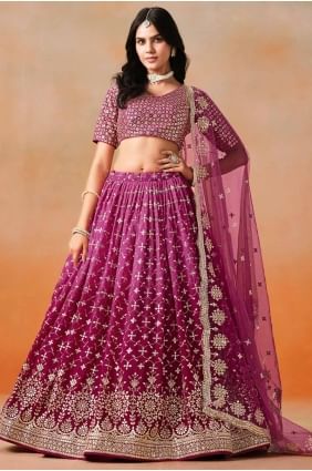 Georgette Embroidered Red Lehenga Choli with Dupatta LC8433