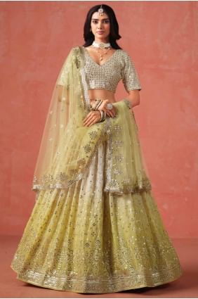 Yellow Georgette Embroidered Lehenga Choli with Dupatta LC8434