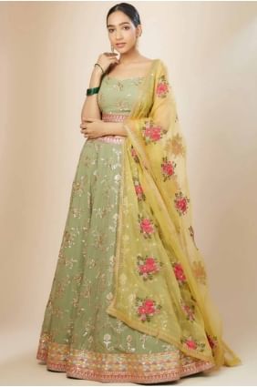 Cream Lehenga Choli with Embroidered Georgette LC8441