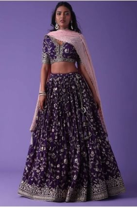 Lehenga Choli in Purple Georgette with Embroidered LC8445