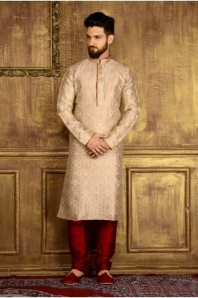 Ravishing Gold Jaqurs Silk Brocade Ethnic Wear Kurta Readymade Kurta Payjama KUR0168