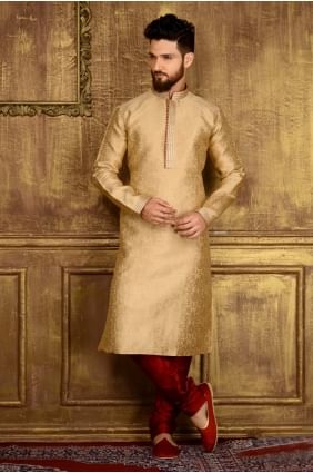 Divine Gold Jaqurs Silk Brocade Ethnic Wear Kurta Readymade Kurta Payjama KUR0169