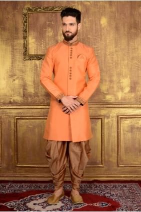 Peach Art Banarasi Silk Semi Indo Indo Western INW0022