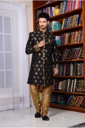 Black Banarasi Silk Brocade Indo Western Indo Western INW0057