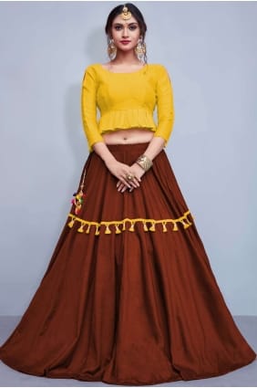Classy Maroon Cotton and silk Lehenga Choli lcu0001