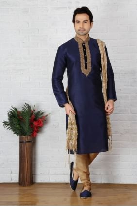 Magnificent Blue Dupion Art Silk Ethnic Wear Kurta Readymade Kurta Payjama KUR0234