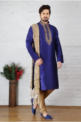 Alluring Blue Dupion Art Silk Ethnic Wear Kurta Readymade Kurta Payjama KUR0242