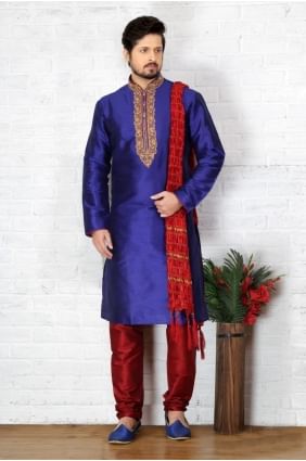 Fascinating Blue Dupion Art Silk Ethnic Wear Kurta Readymade Kurta Payjama KUR0252