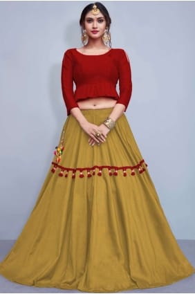 Golden Cotton and silk Lehenga Choli LCU0003