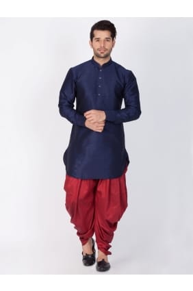 Black Cotton Silk Ethnic Wear Kurta Readymade Dhoti Kurta KUR0365