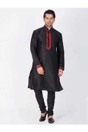 Black Cotton Silk Ethnic Wear Kurta Kurta Pajama KUR0424