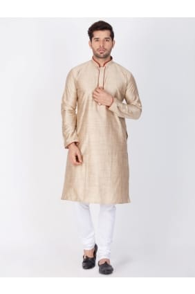 Beige Cotton Silk Ethnic Wear Kurta Kurta Pajama KUR0432