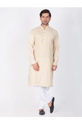 Beige Cotton Ethnic Wear Kurta Kurta Pajama KUR0446