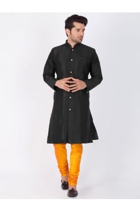Black Silk Blend Ethnic Wear Kurta Kurta Pajama KUR0450