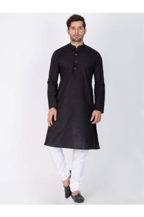 Black Linen Ethnic Wear Kurta Kurta Pajama KUR0451