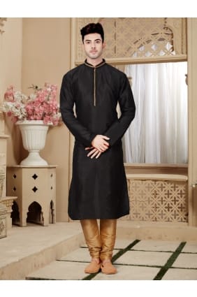 Black Artsilk Ethnic Wear Kurta Kurta Pajama KUR0481