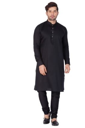 Black Cotton Ethnic Wear Kurta Kurta Pajama KUR0515