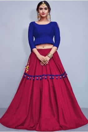 Excellent Maroon Cotton and silk Lehenga Choli lcu0005