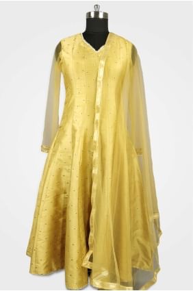 Golden Silk Anarkali Suit UMAS0003