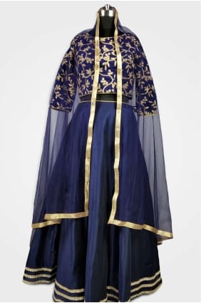 Navy blue Raw silk Lehenga Choli UMLC0002