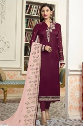 Mgenta color Satin Salwar Kameez SKU2137