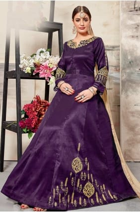 Purple Art Silk Anarkali Suit ASU1956
