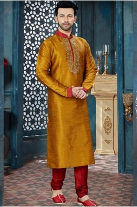 Mustard Banglore Silk Ethnic Wear Kurta Kurta Pajama KUR0141