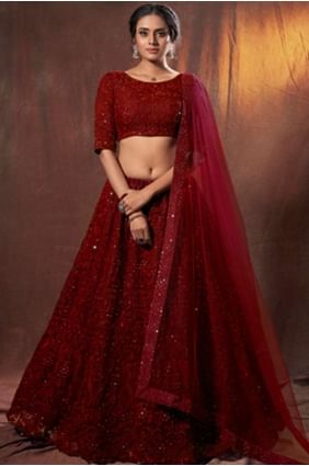 Maroon Soft net Wedding Lehenga Choli LC3224