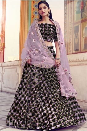 Stylish Black Fur Party Wear Lehenga Choli lc3310