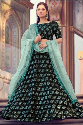 Admirable Black Fur Party Wear Lehenga Choli lc3312