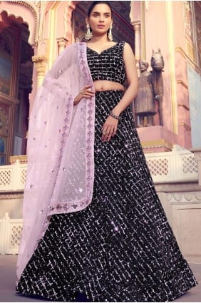 Stunning Black Fur Party Wear Lehenga Choli lc3313