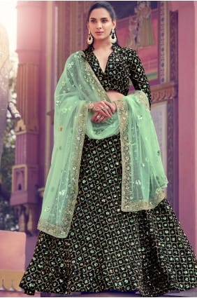 Divine Black Fur Party Wear Lehenga Choli lc3317