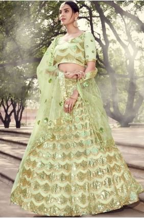 Modish Pista green Soft net Party Wear Lehenga Choli lc3326