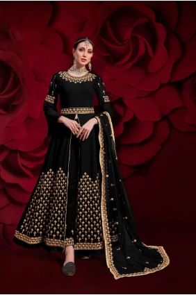 Black Georgette Anarkali Suit AS2738