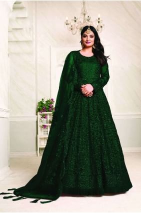 Green Net Eid Anarkali Suit AS2743