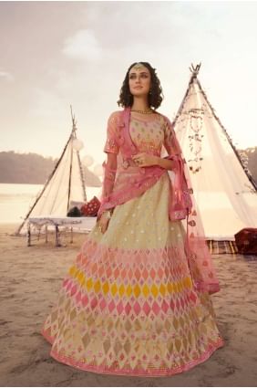 Appealing Beige Silk Party Wear Lehenga Choli lc3345