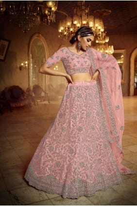 Stylish Pink Soft net Wedding Lehenga Choli lc3357
