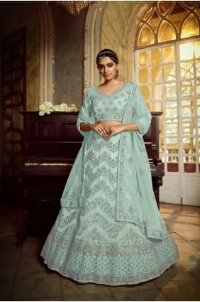 Sea green Soft net Wedding Lehenga Choli LC3358